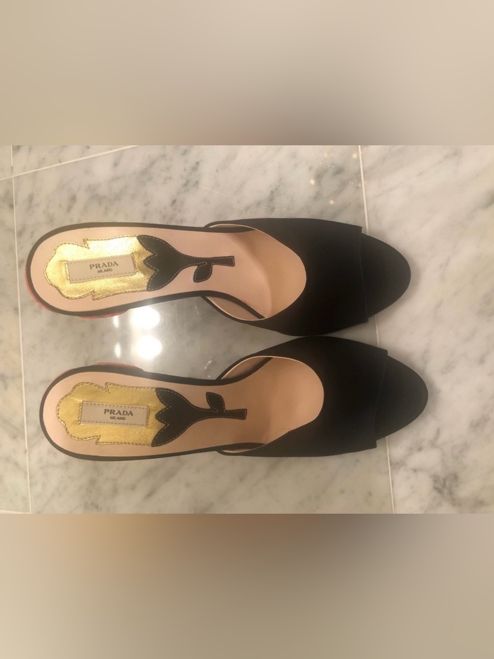 Prada Chic Flower Heel Satin Mules Black EU 37 SS2008 Archival Rare - Picture 4 of 7